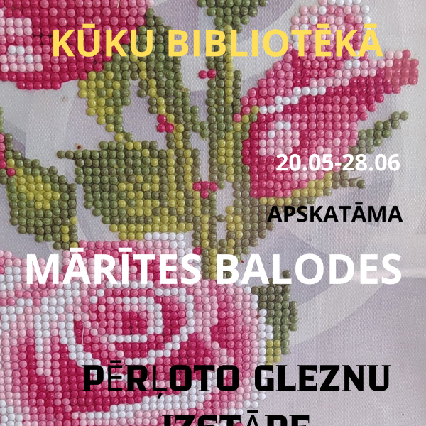 Kūku bibliotēka aicina uz Mārītes Balodes pērļoto gleznu izstādi