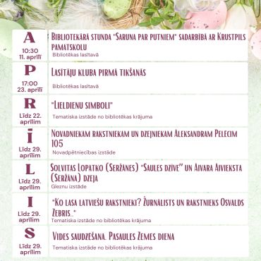 Pasākumi un izstādes aprīlī