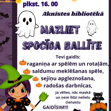 Aknīstes bibliotēkā 31.oktobrī Mazliet spocīga ballīte