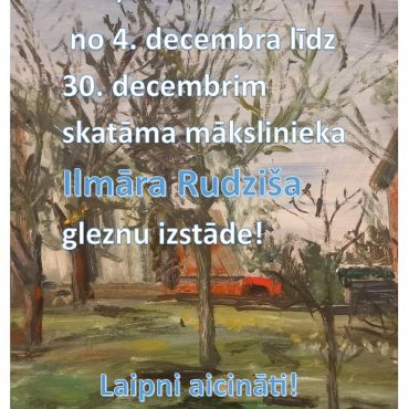 Ābeļu bibliotēka aicina uz mākslinieka Ilmāra Rudziša gleznu izstādi