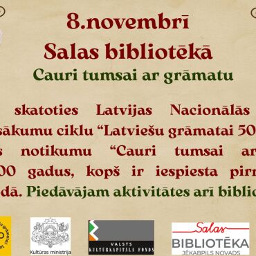 Salas bibliotēka 8.novembrī aicina uz pasākumu 