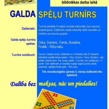 Galda spēļu turnīrs Kūku bibliotēkā