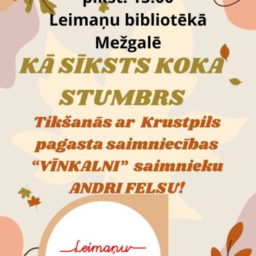 Leimaņu bibliotēka 25.septembrī  pl.15.00 aicina uz tikšanos ar Andri Felsu
