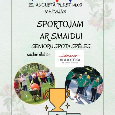 Leimaņu bibliotēka 23.augustā plkst. 14.00 Mežvijās aicina uz Senioru sporta dienu