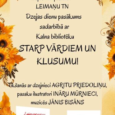 Leimaņu bibliotēka sadarbībā ar Kalna bibliotēku 10.septembrī aicina uz Dzejas dienu pasākumu 