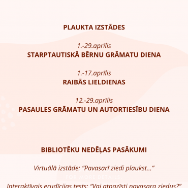 Aktualitātes aprīlī!