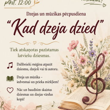 Kūku bibliotēka 4.septembrī plkst. 12.00 aicina uz dzejas un mūzikas pēcpusdienu