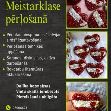 Sēlpils 1.bibliotēka 10.novembrī plkst. 13.00 aicina uz meistarklasi pērļošanā
