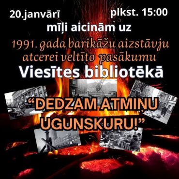 Viesītes bibliotēka aicina 20.janvārī uz Atmiņu ugunskuru