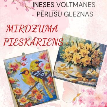 Leimaņu bibliotēka līdz 29.maijam aicina uz Ineses Voltmanes pērlī&scaron;u gleznu izstādi Leimaņu Tautas namā