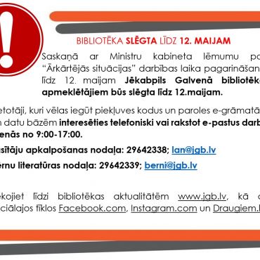 Aicinām izmantot bibliotēkas attālinātos pakalpojumus