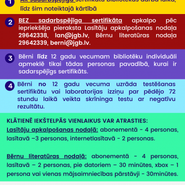 Apmeklējot bibliotēku ievēro