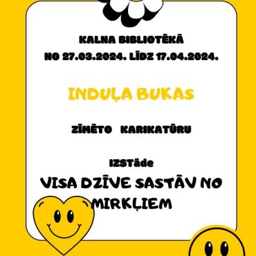 Kalna bibliotēka aicina uz Induļa Bukas karikatūras darbu izstādi 